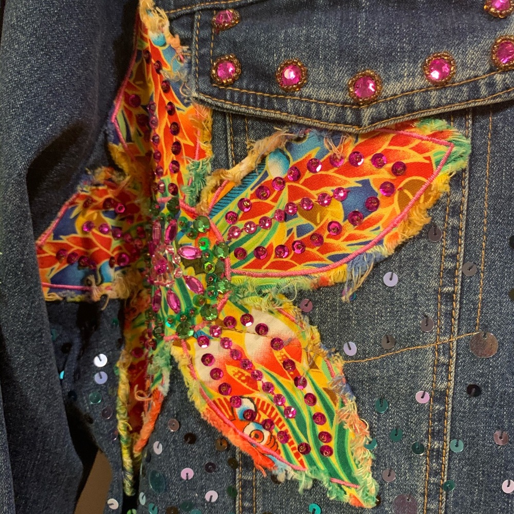 NWT Embellished & beaded plus-size jean jacket - Picture 6 of 10